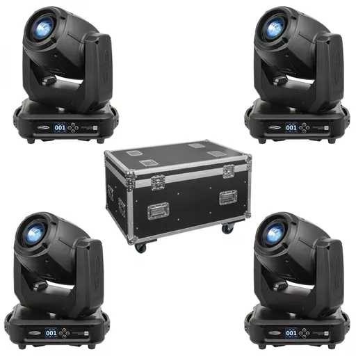 Showtec Phantom 100 Spot Moving Head x4 with Flight Case Bundle