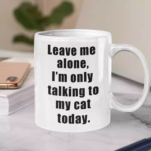 Personalised 'Leave Me Alone, I'm Only Talking to My Cat Today' Mug