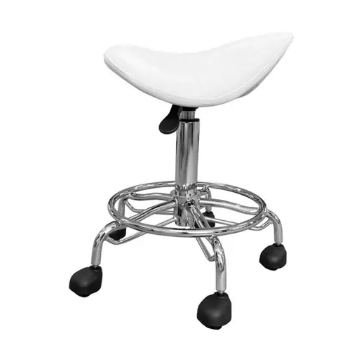 SkinMate Saddle Stool With Footrest White/Black