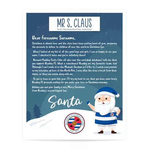 Reading FC Personalised Letter from Santa