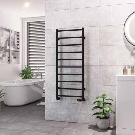 Tuscan Square Towel Rail 1200 x 500 Matt Black