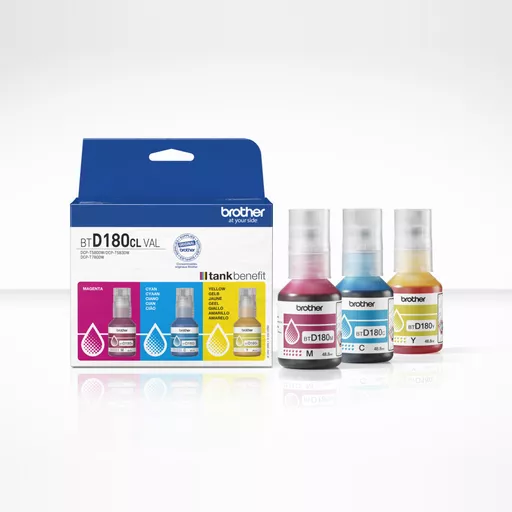 Brother BT-D180CLVAL Ink bottle Multipack C,M,Y, 3x5K pages 48.8ml Pack=3 for Brother DCP-T 580 DW