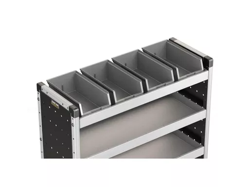 Set of 4 Racking Bins with Rubber Matting for Trade Van Racking - Suits 1000mm Shelf (933mm Internal Size)