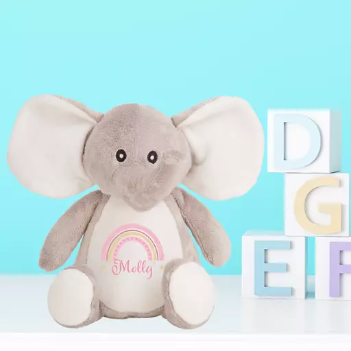 Elephant Rainbow Plush Soft Toy Pink