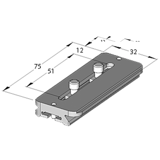 Arca Swiss MonoballFix 75 plate, Long. 75mm