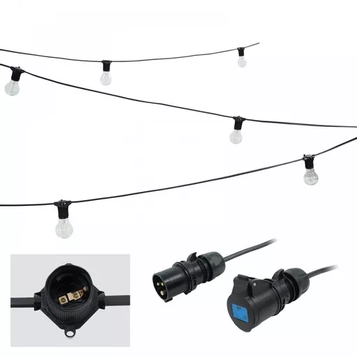 PCE 10m ES Festoon 0.5m Spacing 16A Plug