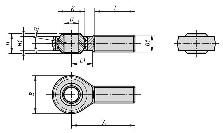 Rod End. Right Hand Thread. M20x1.5 Thread. Carbon Steel.