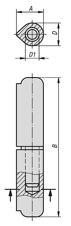 Weldable Hinge. Stainless Steel. 12x60mm. 10mm Diameter.