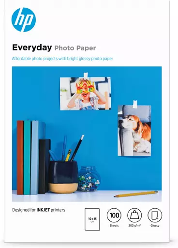 HP Everyday Photo Paper, Glossy, 200 g/m2, 10 x 15 cm (101 x 152 mm), 100 sheets