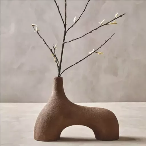 *Abstract Asymmetrical Vase, Amore, Matt Terracotta
