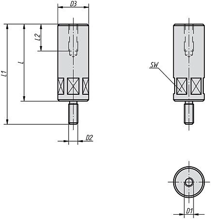 Riser Cylinder. M12 Thread. 125mm Riser Height. Carbon Steel.