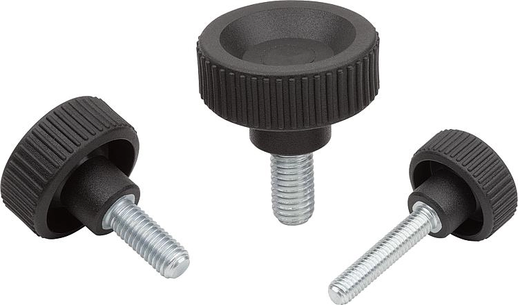 K1473 - Knurled Screws In Plastic With Steel & Stainless Steel Thread Size M4-M10