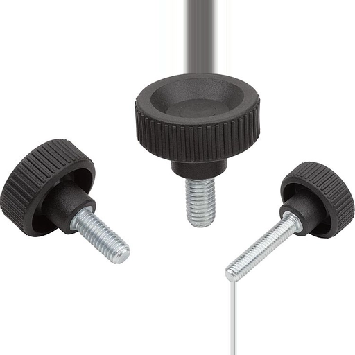 K1473 - Knurled Screws In Plastic With Steel & Stainless Steel Thread Size M4-M10