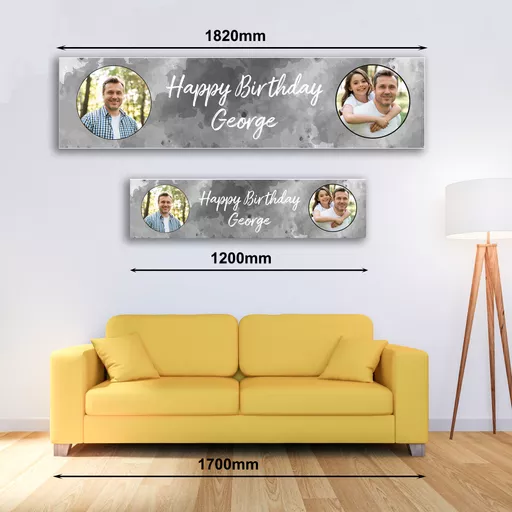 Personalised Banner -  Black Splash Birthday Banner with Photo