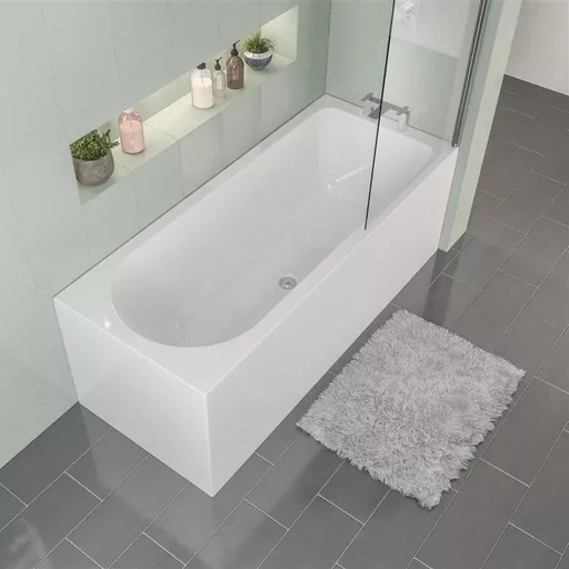 Biscay 1700 x 750 x 440mm Right Hand (RH) Straight Beauforte Shower Bath - White