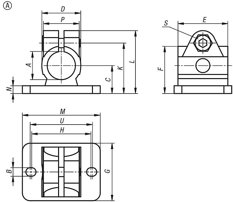 Tube Clamp With Flange. To Suit 12mm Round Tube. Stainless Steel.