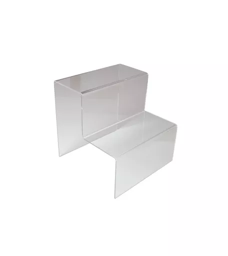 2 Step Clear Acrylic Standard Display Stand - 20cm x 20cm x 20cm