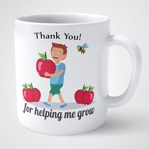 personalised thank you for helping me grow teacher mug. custom name keepsake