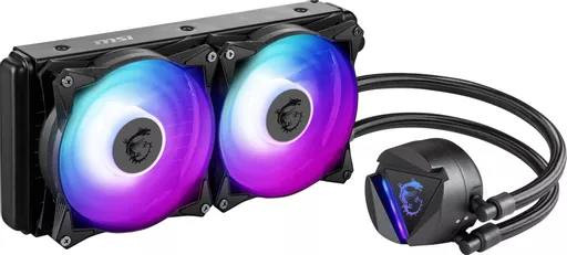 MSI MAG CORELIQUID 240R V2 Liquid CPU Cooler '240mm Radiator, 2x 120mm ARGB PWM Fan, ARGB lighting, Center Supported, Compatible with Intel and AMD Platforms, Latest LGA 1700 ready'