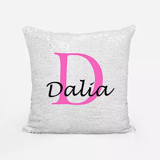 Personalised Sequin Magic Cushion For Her - Initial D and Name