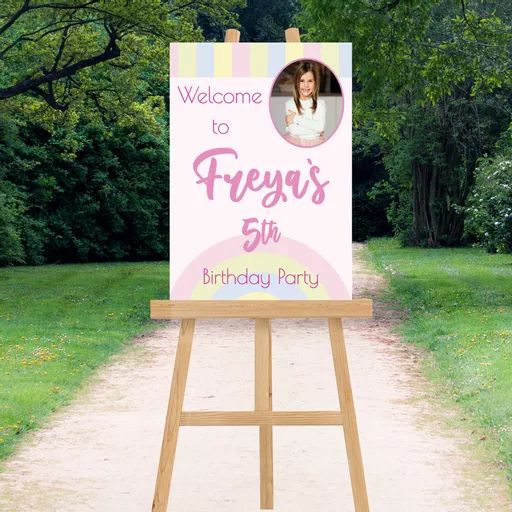 Personalised Rainbow Photo Birthday Sign