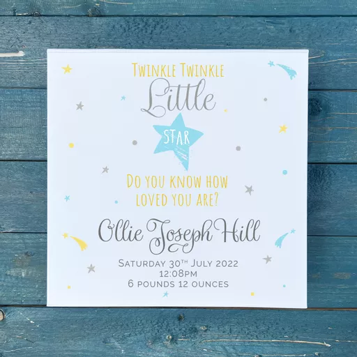 Personalised New Baby Boy Twinkle Twinkle Keepsake Memory Box