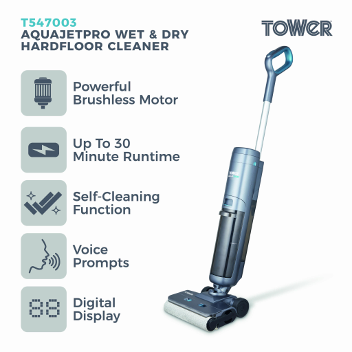 Tower AquaVac Pro Wet & Dry Hardfloor Cleaner Titanium from Tower Housewares