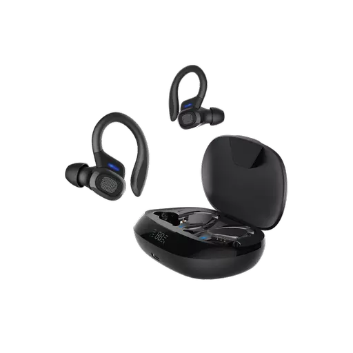 Devia - Pop1 - Digital Display True Wireless Sports Earbuds & Charging Case - Black