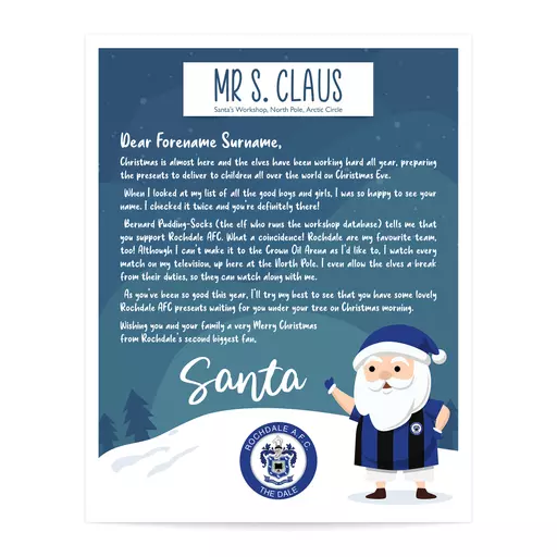 Rochdale AFC Personalised Letter from Santa