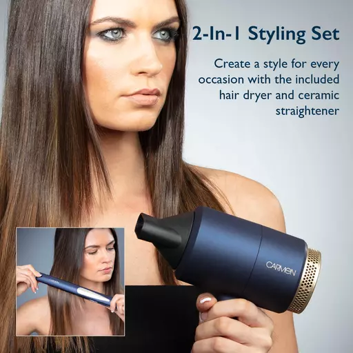 Flat iron 2024 blow dryer set