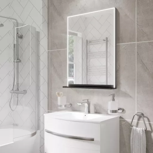 Arconi 800x600mm Framed LED Bathroom Mirror - Matt Black