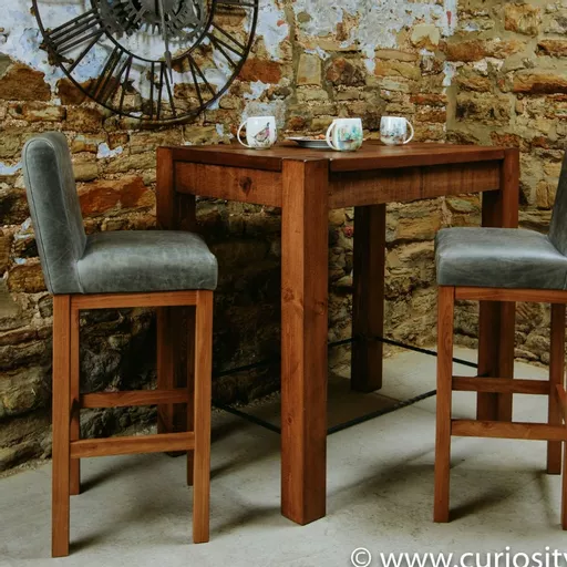 Rushcliffe Grey Leather Bar Stool - In Stock