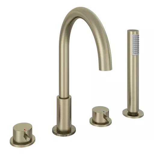 Meriden 4 Tap Hole Bath Shower Mixer Tap Brushed Brass