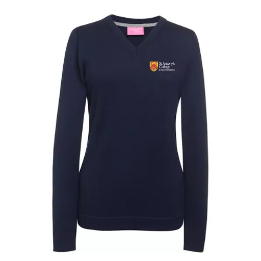StAntonysCollege_Lodge_WomensAtlantaVNeckJumper_Navy_Front.png