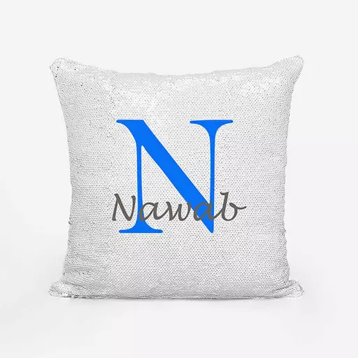Personalised Sequin Cushion Gift – Custom Name & Initial 