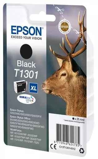 Epson C13T13014012/T1301 Ink cartridge black XL, 945 pages 25,4ml for Epson Stylus SX 525/WF 3500