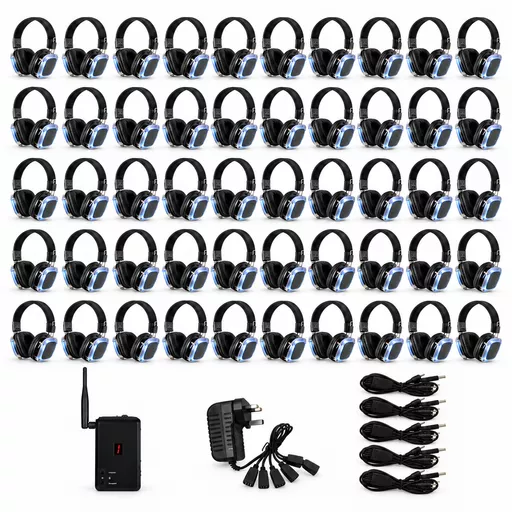 W Audio SDPRO 50 Headphone Silent Disco Bundle with Bluetooth Transmitter & Charger