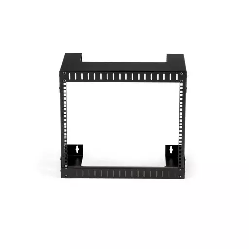 StarTech.com 8U 19" Wall Mount Network Rack - 12" Deep 2 Post Open Frame Server Room Rack for Data/AV/IT/Computer Equipment/Patch Panel with Cage Nuts & Screws 135lb Capacity, Black (RK812WALLO)