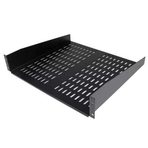 StarTech.com 2U Server Rack Shelf - Universal Vented Rack Mount Cantilever Tray for 19" Network Equipment Rack & Cabinet - Heavy Duty Steel - Weight Capacity 50lb/23kg - 16" Deep Shelf, Black