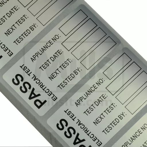 PAT Tester Pass Label Polyester 50 x 25mm Roll 50