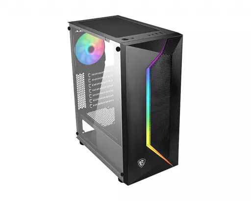 MSI MAG VAMPIRIC 100R 'V100R' Mid Tower Gaming Computer Case 'Black, 1x 120mm ARGB PWM Fan, 1x 120mm PWM Fan, RGB Front Panel, Tempered Glass Panel, ATX, mATX, mini-ITX'