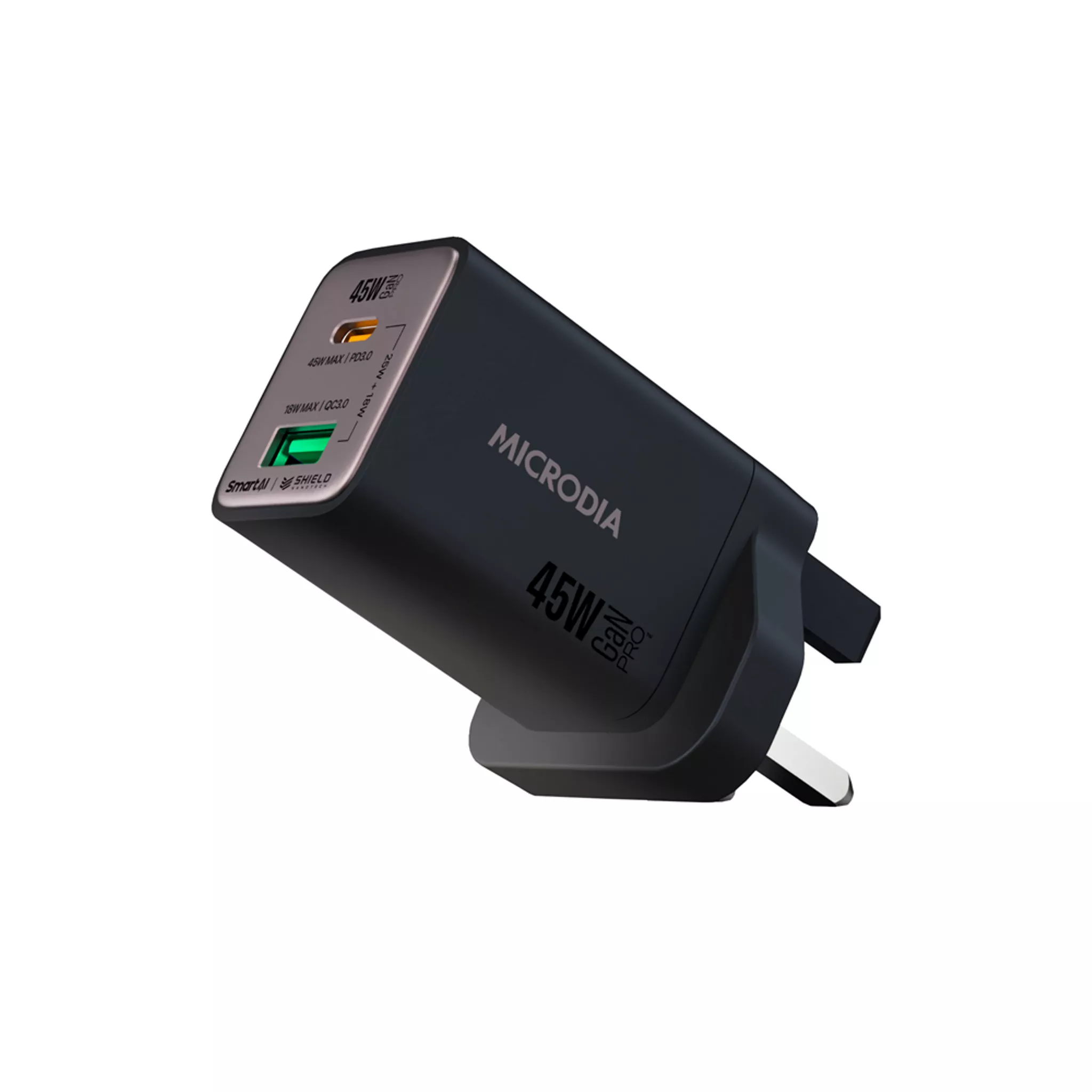 45W USB-C & USB-A SmartAI PD Wall GaNPro Charger Plug in Default