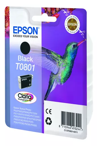 Epson C13T08014011/T0801 Ink cartridge black, 330 pages ISO/IEC 24711 7,4ml for Epson Stylus Photo P 50/PX/PX 730/R 265