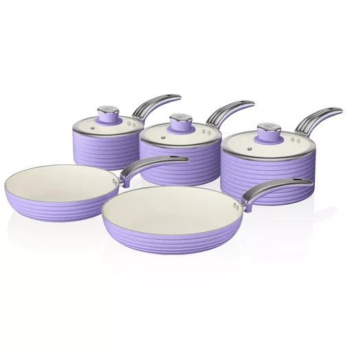 Retro 5 Piece Pan Set Purple