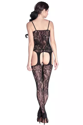 Lace Suspender Crotchless Body Stocking