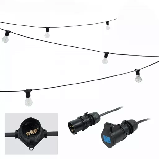 PCE 100m ES Festoon 1m Spacing 16A Plug