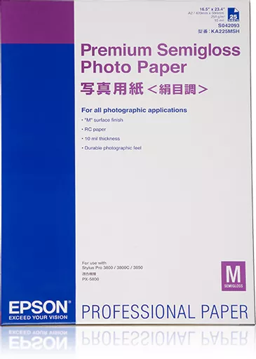 Epson Premium Semigloss Photo Paper, DIN A2, 250g/m², 25 Sheets