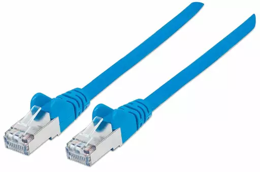 Intellinet Network Patch Cable, Cat7 Cable/Cat6A Plugs, 5m, Blue, Copper, S/FTP, LSOH / LSZH, PVC, RJ45, Gold Plated Contacts, Snagless, Booted, Lifetime Warranty, Polybag