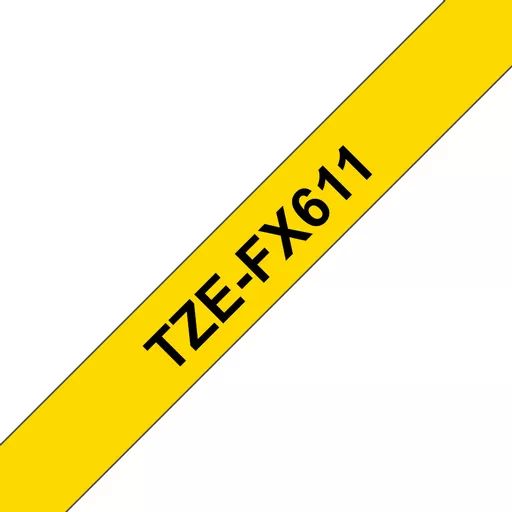 Brother TZE-FX611 DirectLabel black on yellow Laminat 6mm x 8m for Brother P-Touch TZ 3.5-18mm/6-12mm/6-18mm/6-24mm/6-36mm