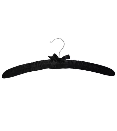 Black Padded Satin Chrome Hanger - 430mm